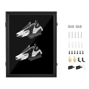 MUKE Sneaker Display Frame, Lockable Shoes Wood Case with 98% UV Protection, Wall-Mounted for Shoe Collectors - 1 of 4