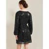Allegra K Women's Glitter Sequin V Neck Long Sleeve Tie Waist A-Line Mini Party Dress - 3 of 4