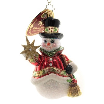 Christopher Radko 5.75" Star Struck Snowman Ornament Broom Top Hat  -  Tree Ornaments