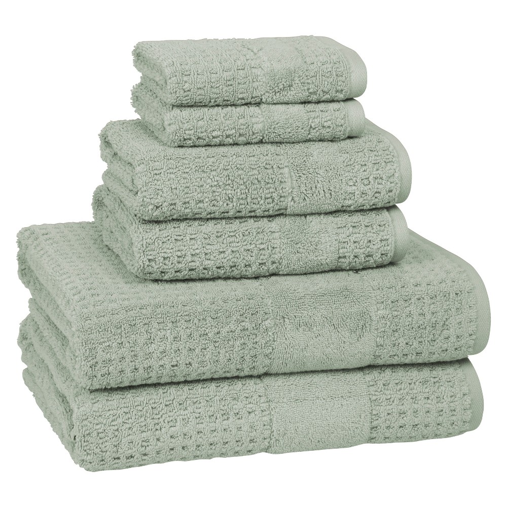 Photos - Towel 6pc Checkered Bath  Set Sage - Cassadecor