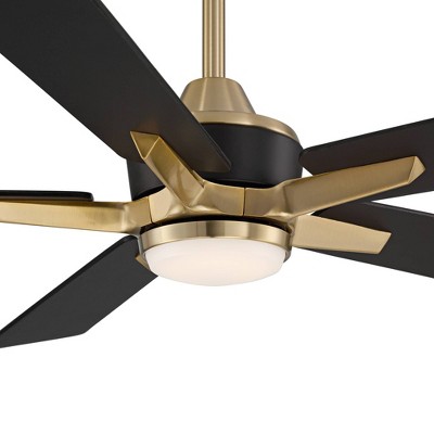 52" Black and Brass Modern Ceiling Fan with LED Light and Remote