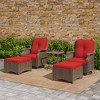 YARDSIGHT 5-Piece Outdoor Wicker Swivel Glider Conversation Set with Red Cushions, Including 2 Chairs, 2 Ottomans, and 1 Side Table - 2 of 4