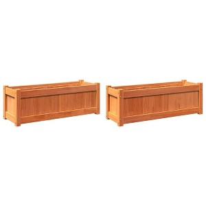 vidaXL Garden Planter Set of 2 Wax brown Solid pine wood Large - 1 of 4