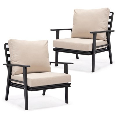 Leisuremod Walbrooke Polyester Modern Outdoor Armchair With Aluminum ...