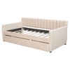 Sapphtopaz Daybed with Velvet Fabric Upholstered Bed Frame with Striped Arm and Slat Support for Apartment, Bedroom - 4 of 4