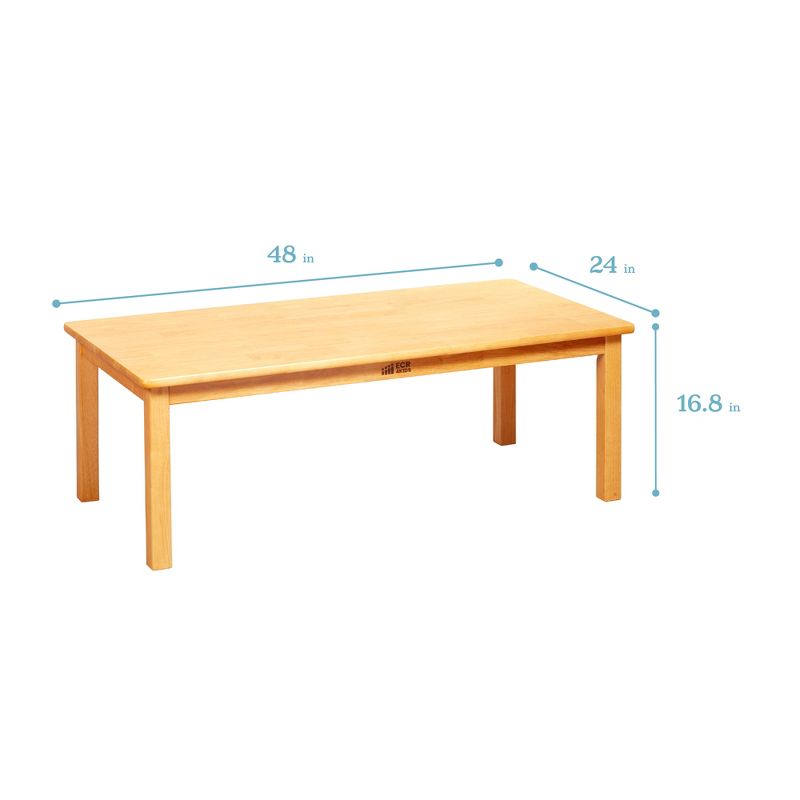 ECR4Kids 24in x 48in Rectangular Hardwood Table with 16in Legs and Four 8in Chairs, Kids Furniture, 2 of 12