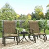 Resenkos Swing Glider Chair,  Outdoor Chair,3-Piece Outdoor Gliders Set Bistro Set with Tempered Glass Top Table, Light Mixed Brown - 2 of 4