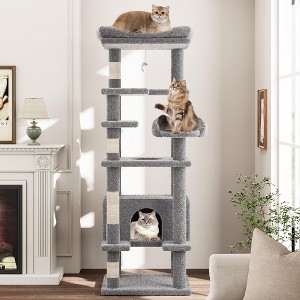 Large Cat Tree for Big Cats, Multi-Level Cat Tower for Indoor Cats, Scratching Post,Condo,Platforms,Cat Tunnel,Hammock,Feeding Station,Pet Play House - 1 of 4