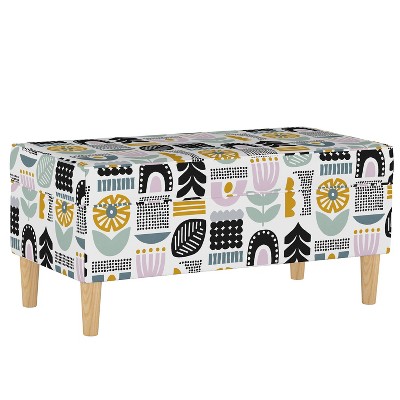 Skyline Furniture Storage Bench Helsinki Block Lavender: Upholstered, Modern Design, Pine Frame