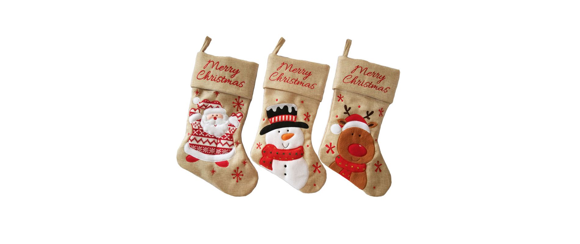 FIONECA Merry Christmas Stocking Set (Set of 3)