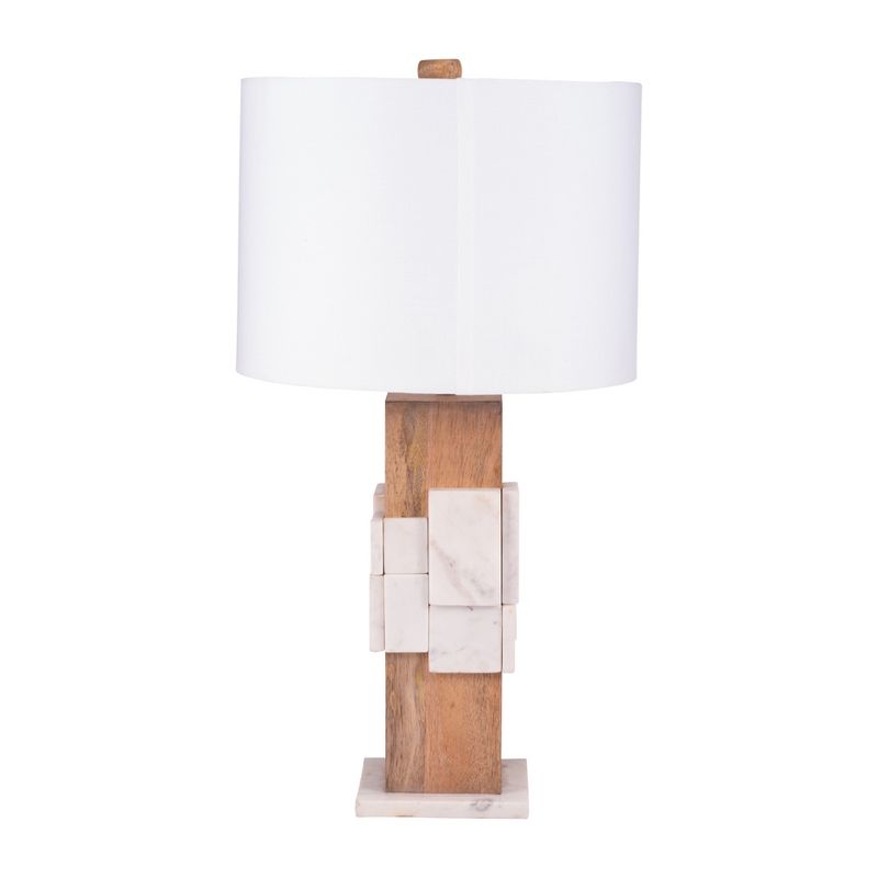 SAGEBROOK HOME 18&#34; Marble Table Lamp White, 1 of 9