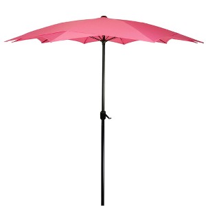 Northlight 8.85ft Outdoor Patio Lotus Umbrella with Hand Crank, Pink - 1 of 4