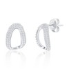 Bella Silver Sterling Silver, Pave CZ Oval-Shaped Necklace & Earrings Set - Silver - 16+2 Inch - 2 of 4