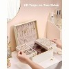 2-Layer Cream Jewelry Box, Large Organizer & Storage Case for Necklaces, Earrings, Rings, Bracelets, Birthday Christmas Gift - 2 of 4