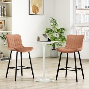 Bencmate Dining Chairs, Faux Leather Counter Height Bar Stools Set of 2, Modern Barstool Counter Chairs for Dining Room, Brown, 15.7"*19.3"*36" - 1 of 4