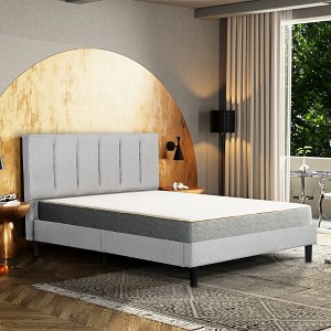 Full Size Upholstered Platform Bed with Tufted Headboard for Bedroom - 1 of 4