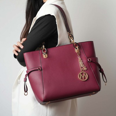 MKF Collection Large Structured Tote Bag with Wallet Acrylic Link Handles, Yale | MKF Collection by Mia K - White — фото 5