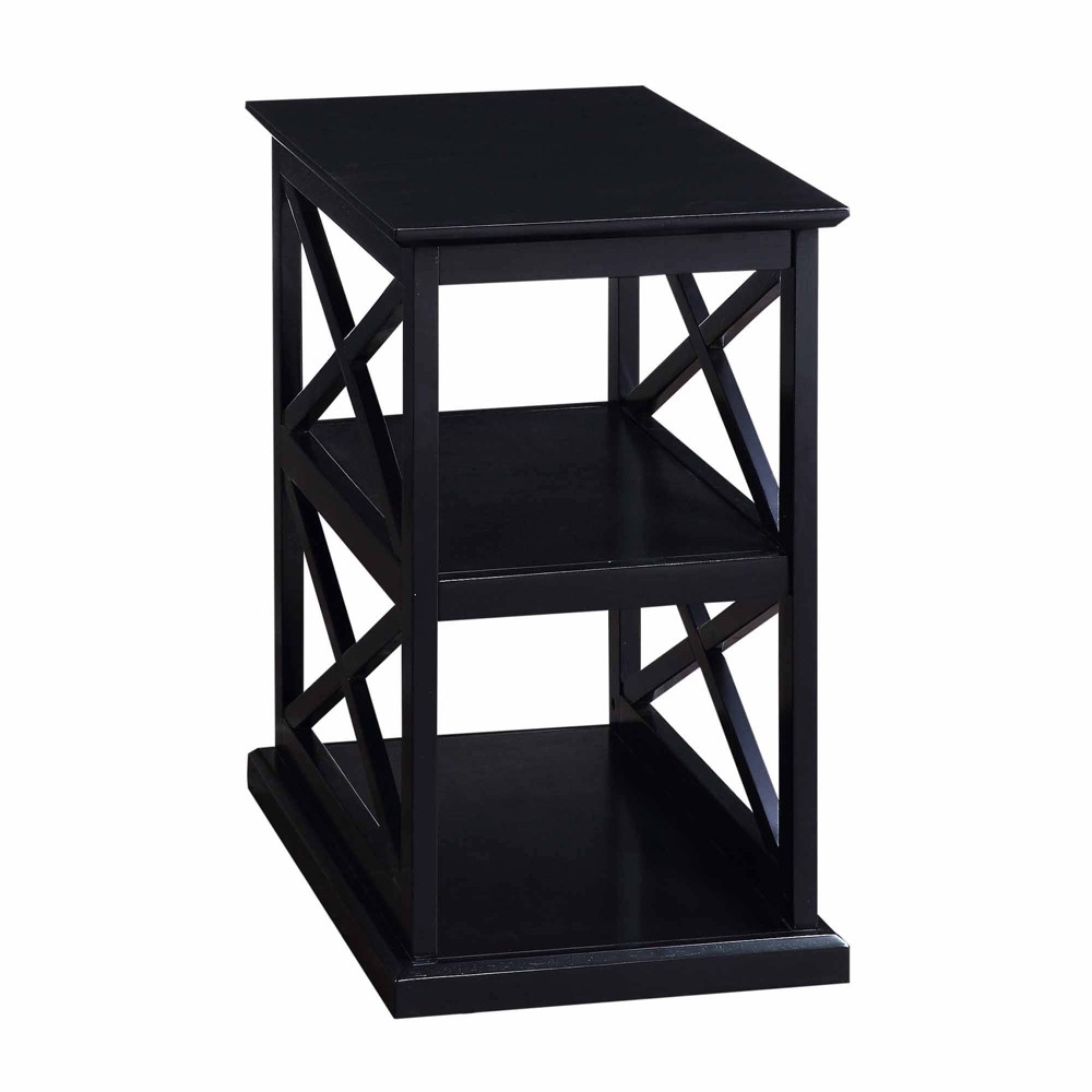 Breighton Home Coventry Chairside End Table with Shelves Black: Transitional Style, MDF Construction, Rectangle Shape