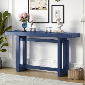 Pine Veneer Painted Console Table with Triple Rectangle Leg Design, Thick Solid Pine Legs and Adjustable Feet - 1 of 4