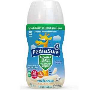 PediaSure Grow & Gain with Fiber Nutrition Liquid Vanilla 8 Oz Complete Pediatric Nutrition with Fiber for Healthy Growth  Case of 24 - 1 of 4