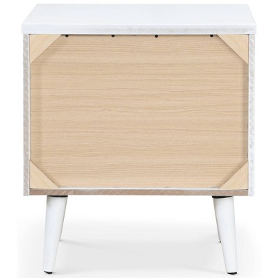 Lennox White Wood and Metal 2-Drawer Nightstand