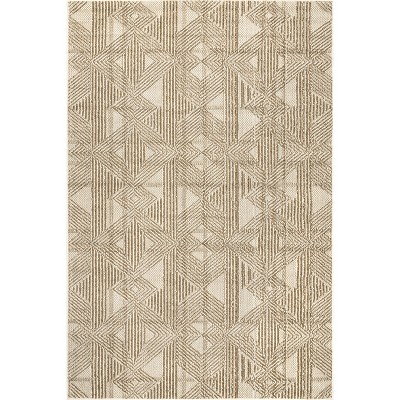 Diamond Weave Synthetic 4' x 6' Easy Care Area Rug in Beige