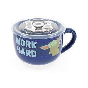 Silver Buffalo Star Wars: The Mandalorian "Work Hard" Ceramic Soup Mug With Lid | 24 Ounces - 1 of 4