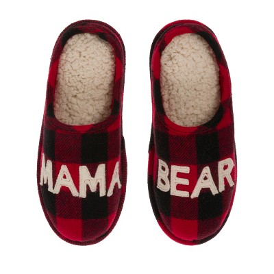 Dearfoams Women s Buffalo Check Mama Bear Clog Slippers Target