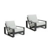 Outdoor Club Chairs for Two, Modern Aluminum Frame Lounge Chairs with Black Arms and Grey Cushions-Maison Boucle - 2 of 4