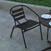 Emma and Oliver Metal Dining Chair with Triple Slatted Back and Armrests for Indoor and Outdoor Use - 4 of 4