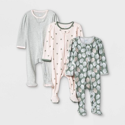 Image of Baby Girls' Sleep N' Play - Cloud Island™ Pink/Green/Gray Newborn