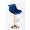 NicBex Velvet Swivel Bar Stools Set of 2,Adjustable Height Counter Stools with Gold Chrome Base,Bar Chairs with Footrest,Barstools for Home,Bar - 2 of 4