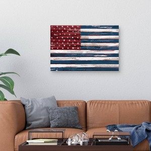 24" x 36" Shiplap Allegiance II by Studio Arts Unframed Wall Canvas - Masterpiece Art Gallery: Rustic US Decor, Ready to Hang - 1 of 4