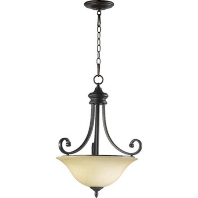 Quorum Lighting Bryant 3-Light Pendant, Oiled Bronze, 18 Width, 24 Height