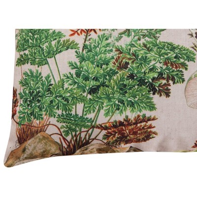 Colorful Nautical Fern and Frog Graphic Throw Pillow