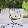 Patio Swing Egg Chair With Stand,Wicker Egg Chair,Hanging Basket Chair,Hammock Chair -Maison Boucle - 2 of 4