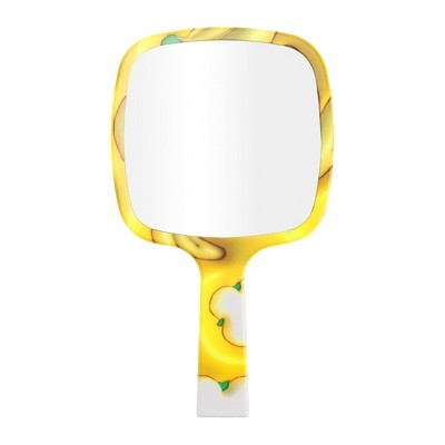 Unique Bargains Durable Square Handheld Mirror Yellow Green 1 Pc
