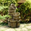 Teamson Home Outdoor Cascading Stacked Pot Waterfall Fountain, Brown - 3 of 4
