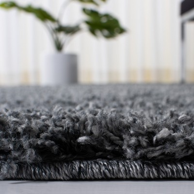 Luxurious Gray Shag 9' x 12' Rectangular Synthetic Area Rug