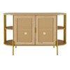 Whisen 2-Door Elegant Curved Dining Cabinet with Gold Trim and Woven Rattan Doors - 4 of 4
