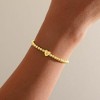 Gold Initial Beaded Bracelets for Women,14K Gold Plated Heart Letter Bracelets Handmade Ball Bead Bracelet - 4 of 4