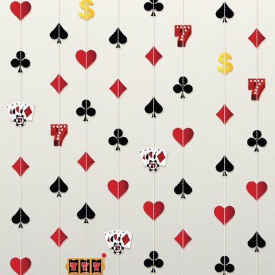 KatchOn, Casino Party Hanging Garlands - Pack of 8, Pre Strung |Casino Night Decorations | Casino Theme Party Decorations
