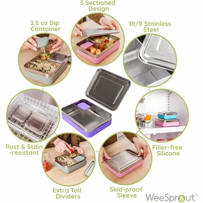 Large Stainless Steel Bento Box with 3 Compartments