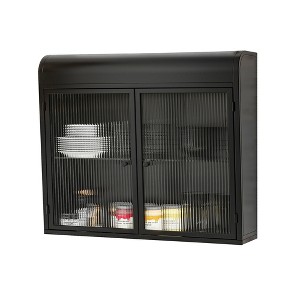 Dexmalle Modern 2-Door Wall-Mounted Metal Storage Cabinet with Tempered Glass Doors & Shelves for Bathroom - 1 of 4