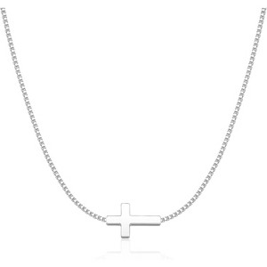 Dainty Cross Pendant Necklace for Women, 14K Gold/Silver Plated Choker, Religious Faith Jewelry Gift - 1 of 4