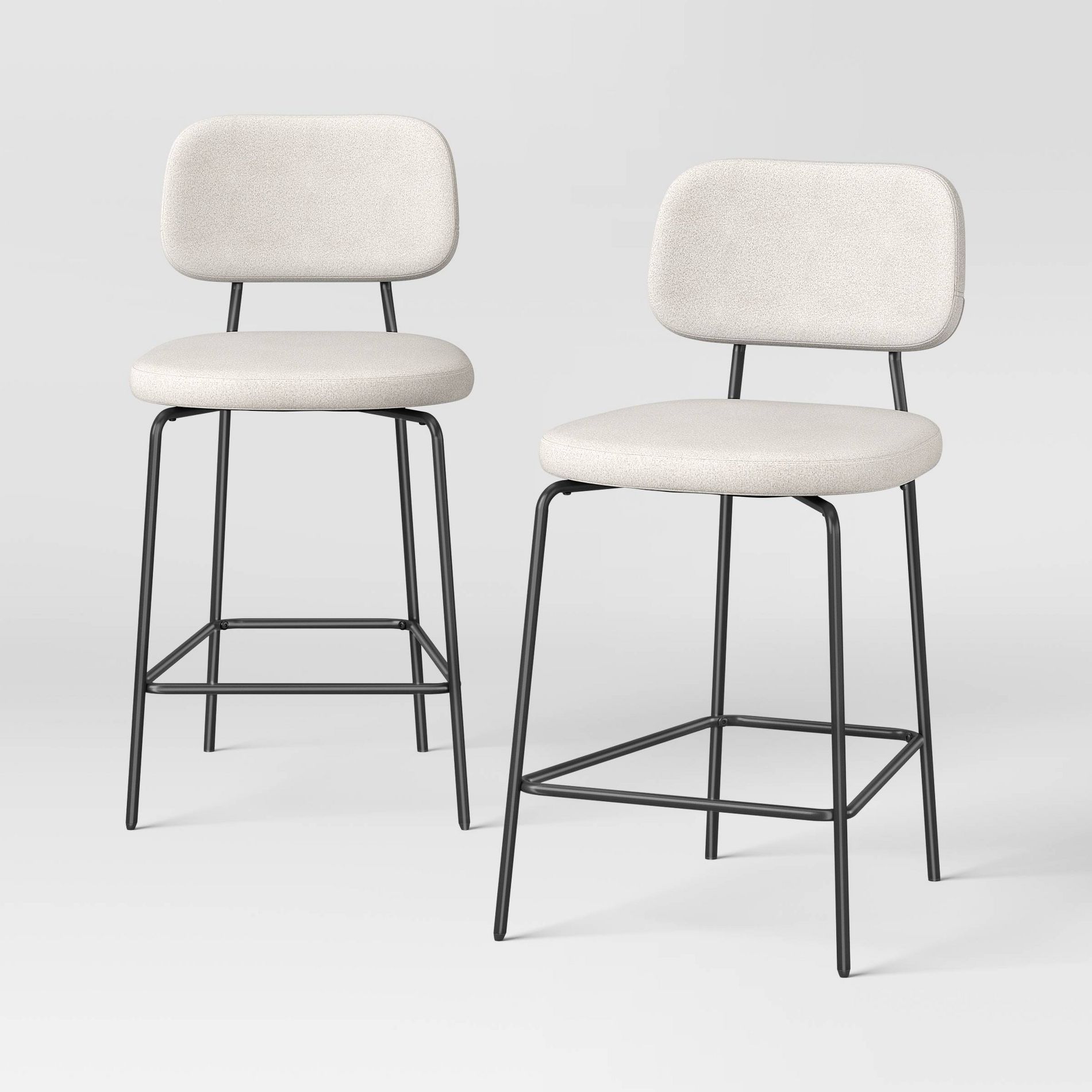 Set of 2 24" Upholstered with Metal Base Counter Height Barstool Cream Boucle - Room Essentials™