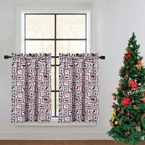 Whizmax Christmas Theme Print Small Window Curtains - 1 of 4