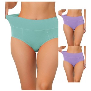 Allegra K Women's High Waist Available in Plus Size Tummy Control Briefs Multicolored 3 Pcs - 1 of 4