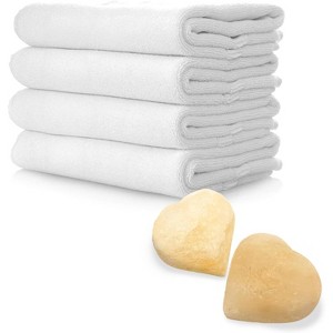 SereneLife Heart-Shaped Salt Massage Stones Set with Towel (ACCPSLMSGST100)—2 Stones, 4 Towels - 1 of 3