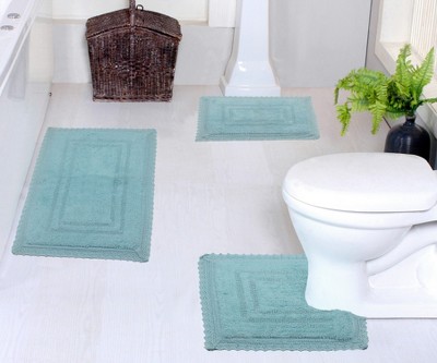 Opulent Collection Cotton Reversible Tufted Set of 3 Bath Rug Set - Home Weavers